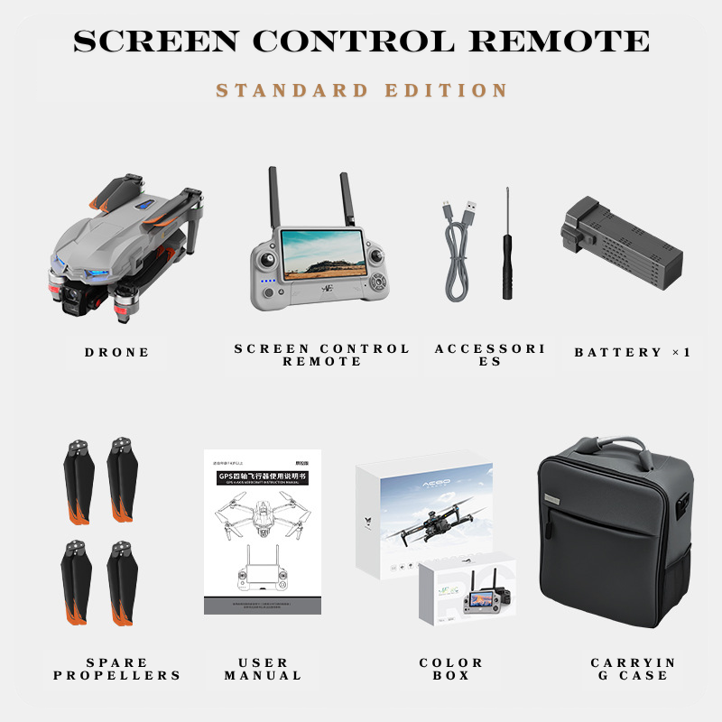 AE60 PRO 4K GPS Drone with Integrated Touch Screen Remote, 5KM Digital FPV & 3-Axis Gimbal - Long Endurance