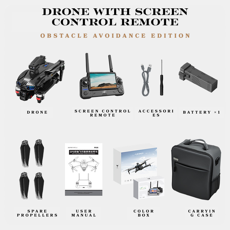 AE60 PRO 4K GPS Drone with Integrated Touch Screen Remote, 5KM Digital FPV & 3-Axis Gimbal - Long Endurance