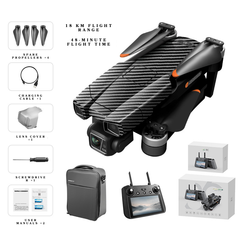 AE86 Pro Max+ 4K GPS Drone with 7-inch HD Screen Remote, 6.5KM Digital FPV & 3-Axis Brushless Gimbal - 45 Min Flight