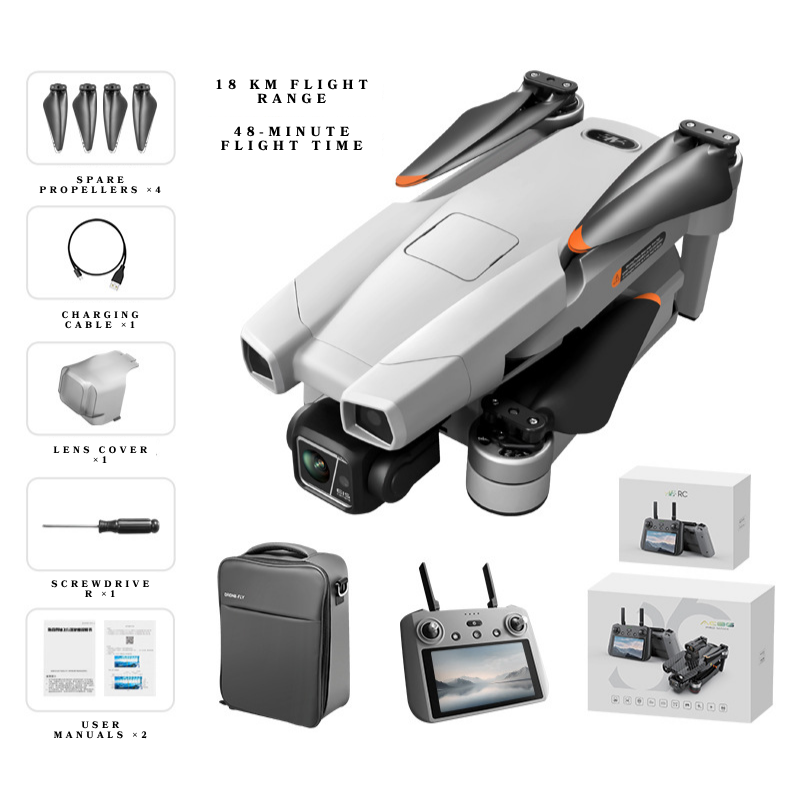 AE86 Pro Max+ 4K GPS Drone with 7-inch HD Screen Remote, 6.5KM Digital FPV & 3-Axis Brushless Gimbal - 45 Min Flight