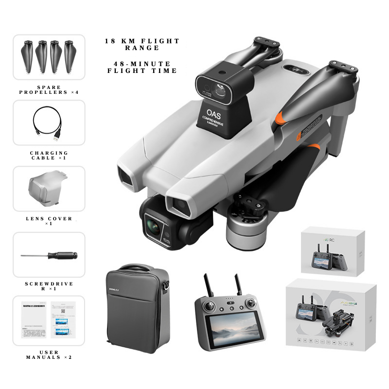 AE86 Pro Max+ 4K GPS Drone with 7-inch HD Screen Remote, 6.5KM Digital FPV & 3-Axis Brushless Gimbal - 45 Min Flight