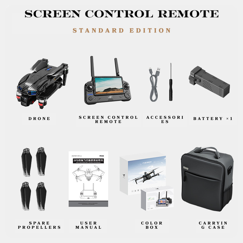 AE60 PRO 4K GPS Drone with Integrated Touch Screen Remote, 5KM Digital FPV & 3-Axis Gimbal - Long Endurance